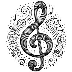 Fototapeta premium treble clef with flower element