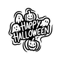 Black and white happy halloween