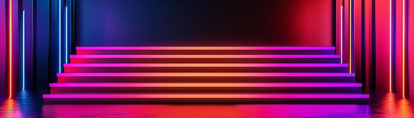 Visualize a pristine stage with a futuristic aura, its blank center background ready to showcase the next wave of talent and ideas in Midjourney