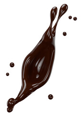 chocolate splash isolated on a white background. Clipping path. 3d rendering