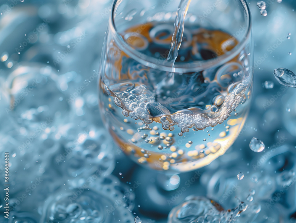 Wall mural glass of water with splash, closeup