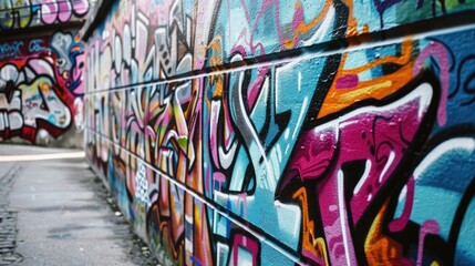Obraz premium Graffiti wall painted with silver chrome aerosol paint depicting street art theme