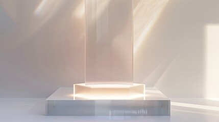 White Glass Product Display Platform With Soft Light