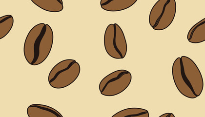 Obraz premium Hand-Drawn Coffee Beans in Modern Flat Style