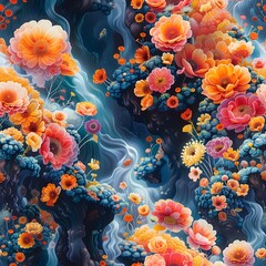 Arid Floral Fantasies, Show a scene where arid plants form beautiful floral designs for Onam. Cyberpunk Style,