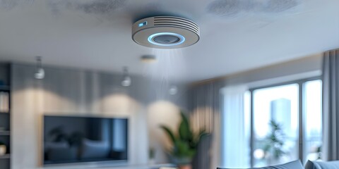 Smart home studio with smoke detector for fire protection and work safety. Concept Smart Home Studio, Smoke Detector, Fire Protection, Work Safety