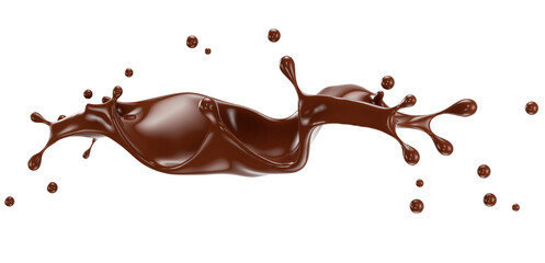 chocolate splash on a white background. Clipping path. 3d render