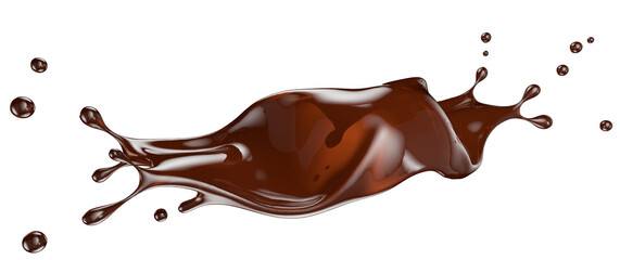 chocolate splash on a white background. Clipping path. 3d render