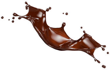 chocolate splash on a white background. Clipping path. 3d render