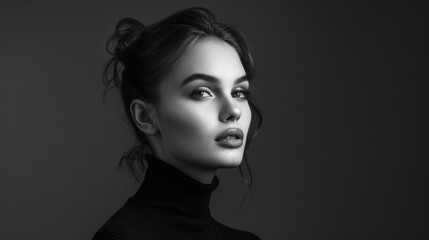 Fototapeta premium Black and white fashion portrait of elegant woman in ballet style.