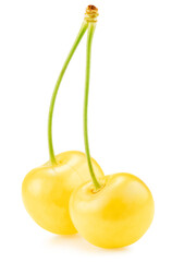 yellow sweet cherries isolated on a white background. Clipping path
