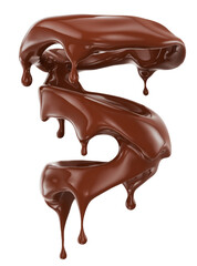 melted chocolate splash isolated on a white background. Clipping path. 3d render