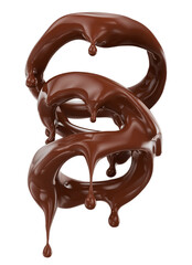 melted chocolate splash isolated on a white background. Clipping path. 3d render