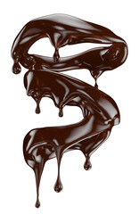 melted chocolate splash isolated on a white background. Clipping path. 3d render