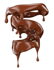 melted chocolate splash isolated on a white background. Clipping path. 3d render