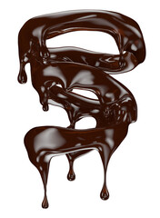melted chocolate splash isolated on a white background. Clipping path. 3d render