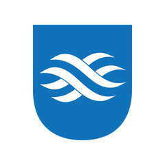 Initial wave Logo combine with letter U vector template