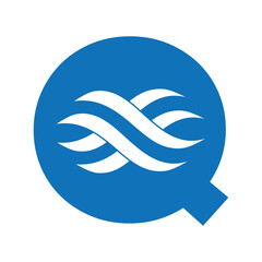 Initial wave Logo combine with letter Q vector template