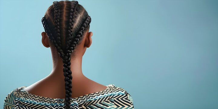 Realistic photo of woman with cornrow hairstyle from behind. Concept Cornrow Hairstyle, Realistic Portrait, Woman Photography, Hair Styling, Black Culture