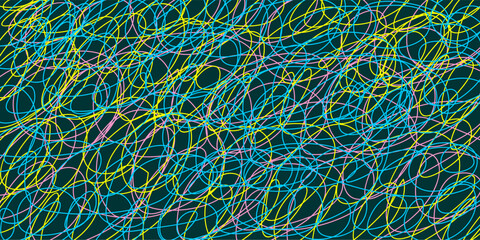 Colored tangled pattern. Abstract chaotic texture. Background with lines and waves. Art creation