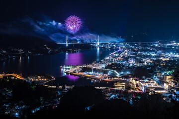 鼎大橋と花火