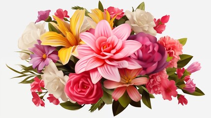 Flower arrangement or bouquet colorful spring flowers isolated on transparent background.