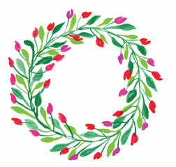 floral decoration design with flower crown over white background texture , nature vector.