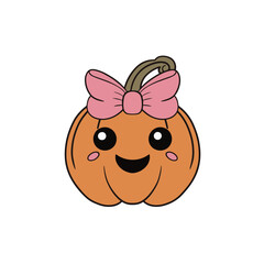 Vector cute halloween pumpkin is isolated on the white background