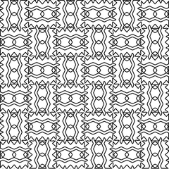 Stylish texture with figures from lines.
Abstract black and white pattern for web page, textures, card, poster, fabric, textile. Monochrome graphic repeating design. 