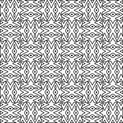 Stylish texture with figures from lines.
Abstract black and white pattern for web page, textures, card, poster, fabric, textile. Monochrome graphic repeating design. 