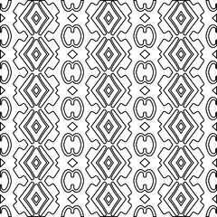 Stylish texture with figures from lines.
Abstract black and white pattern for web page, textures, card, poster, fabric, textile. Monochrome graphic repeating design. 