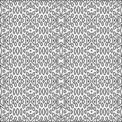 Stylish texture with figures from lines.
Abstract black and white pattern for web page, textures, card, poster, fabric, textile. Monochrome graphic repeating design. 