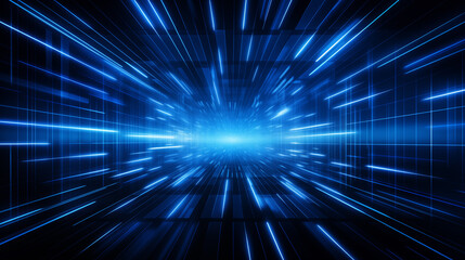 Obraz premium Abstract blue background, fractal burst, light rays