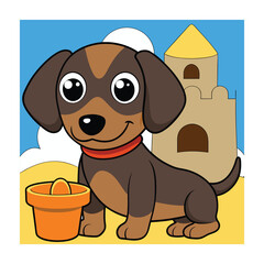 A drawing of a dachshund vector illustration