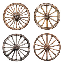 A vector set of wooden wheels.
