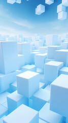 Obraz premium Blue abstract background with cubes and blue sky