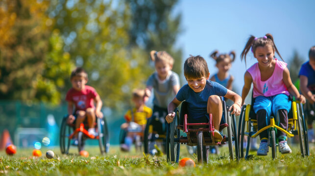 Inclusive Sports Day: Children with Disabilities Enjoying Fun Activities Together