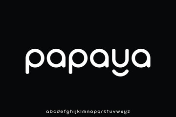 Modern rounded decorative alphabet display font vector. Unique papaya typeface