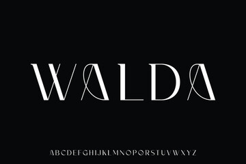 Elegant minimalist decorative serif alphabet display font vector illustration