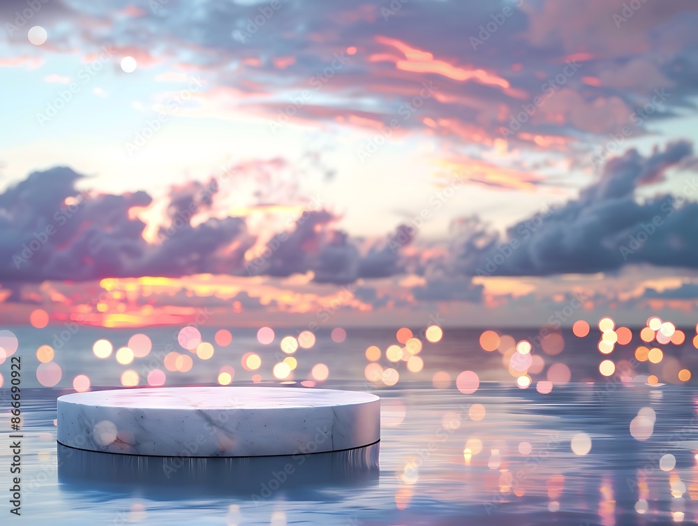 Poster marble platform floating on a sea of tranquility