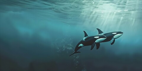 Orca whales also called killer whales elegantly swim in the ocean. Concept Nature, Marine Life, Ocean Creatures, Wildlife, Endangered Species
