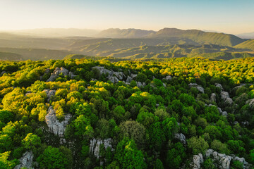  Vikos Gorge from Stone Forest viewpoint in the  national park in Vikos-Aoos in zagori, northern Greece. Nature landscape