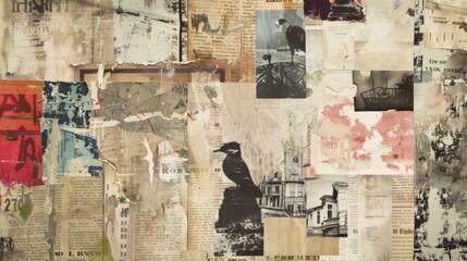 Abstract background using various vintage sheets of paper, texts and textures.
