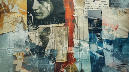 Fototapeta premium Abstract background using various vintage sheets of paper, texts and textures. 