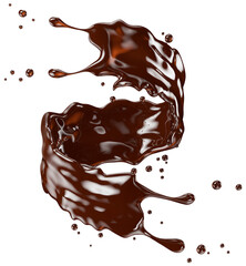 chocolate splash isolated on a white background. Clipping path. 3d render