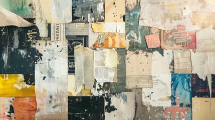 Fototapeta premium Abstract background using various vintage sheets of paper, texts and textures. 