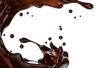 chocolate splash isolated on a white background. Clipping path. 3d render