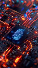 Fingerprint scanning and biometric authentication, processing of biometric for access personal data. AI generated illustration