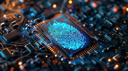 Fingerprint scanning and biometric authentication, processing of biometric for access personal data. AI generated illustration