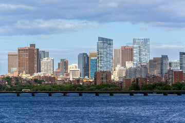 Boston's scenic skyline overlooking the Charles River, Massachusetts, USA